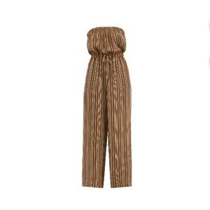 No Boundaries Rust and White Striped Jumpsuit